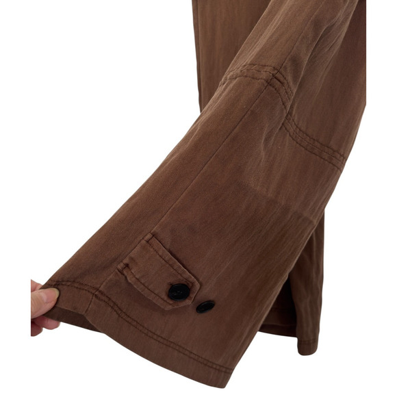 Zara Elastic Waist Lyocell Cargo Pants Womens Sz M Brown Straight Wide Leg Comfy - Picture 4 of 6
